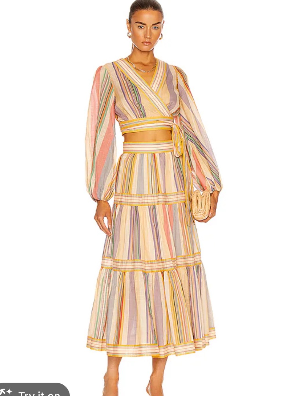 ZIMMERMANN Mae Stripe Tiered Midi Skirt